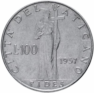 купить Ватикан 100 лир 1957