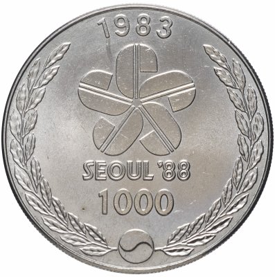 купить Южная Корея 1000 вон 1983 "XXIV летние Олимпийские Игры, Сеул 1988 - Барабанщики"