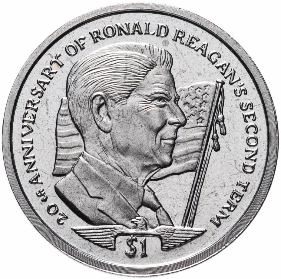 купить Сьерра-Леоне 1 доллар (dollar) 2004 20 лет второму сроку Рональда Рейгана