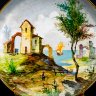 Купить Тарелка настенная "Пейзаж с парусником", Richard Ginori, керамика, роспись, золочение, Италия, 1970-1990 гг.