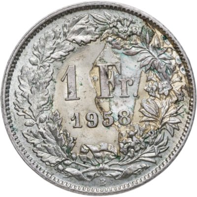купить Швейцария 1 франк (franc) 1958