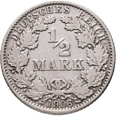купить Германия 1/2 марки 1906, знак монетного двора: "G" - Карлсруэ