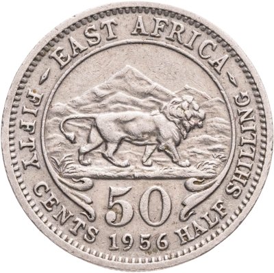 купить Британская Восточная Африка 50 центов (cents) 1956 H знак монетного двора: "H" - Хитон, Бирмингем