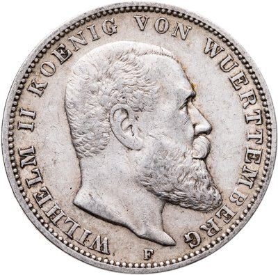 купить Германская Империя, Вюртемберг 3 марки 1908 F