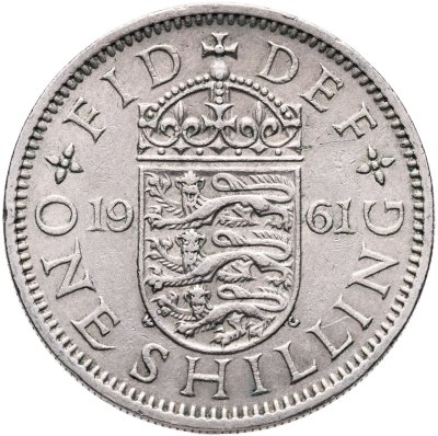 купить Великобритания 1 шиллинг (shilling) 1961 Английский герб - 3 льва внутри коронованного щита