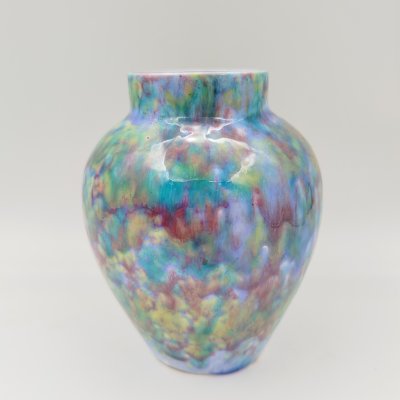 купить Ваза с разноцветными разводами на тулове, фаянс, поливы, Конаковский фаянсовый завод им. М.И. Калинина (ЗиК Конаково), СССР, 1934-1940 гг.