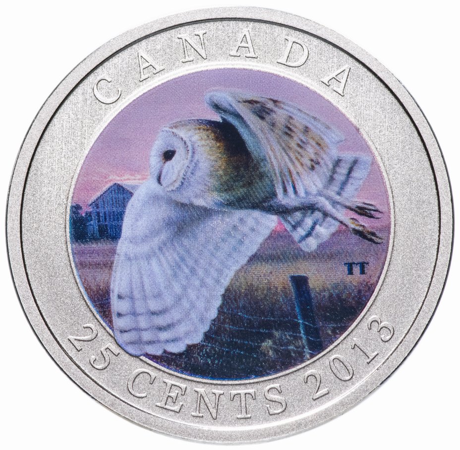 купить Канада 25 центов 2013 "Птицы Канады -  Обыкновенная сипуха" в футляре, с сертификатом