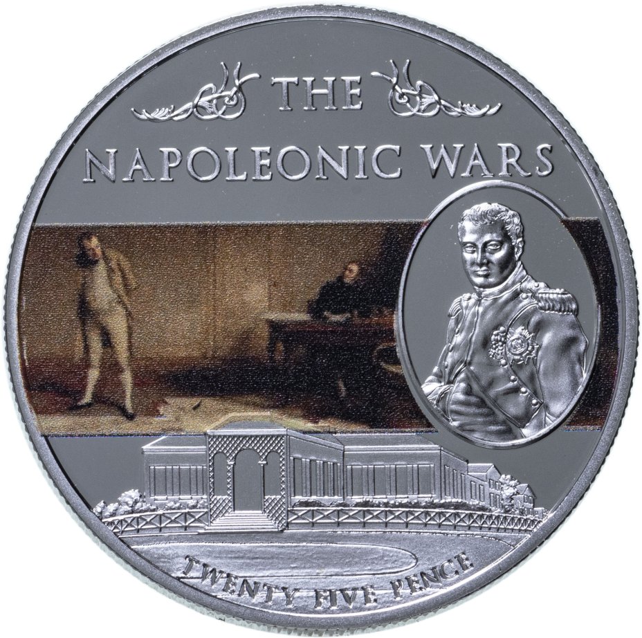 купить Остров Святой Елены 25 пенсов (pence) 2013 "Наполеоновские войны - Наполеон диктует воспоминания о его кампаниях"