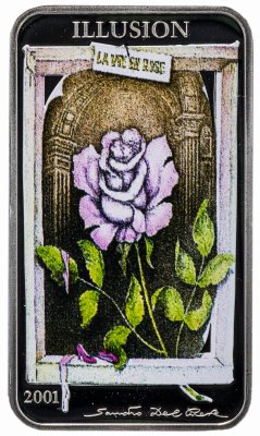 купить Демократическая Республика Конго 10 франков 2001 "Оптические иллюзии: роза" в футляре с сертификатом