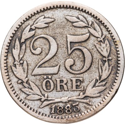 купить Швеция 25 эре (ore) 1883 Большой размер надписей