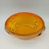 Купить Конфетница желто-оранжевого оттенка с рельефным туловом, стекло, гутная техника, Чехословакия, 1970-1990 гг.