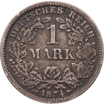 купить Германия 1 марка (mark) 1874, знак монетного двора: "F" - Штутгарт