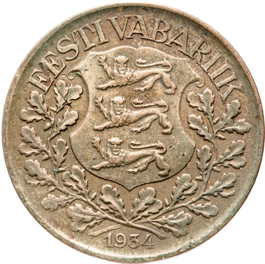 Монета эстония 1 крона (kroon) 1934 стоимостью 606 руб.