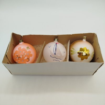 купить Набор елочных игрушек в родной коробке, стекло, картон, вата, СССР, 1970-1990 гг.