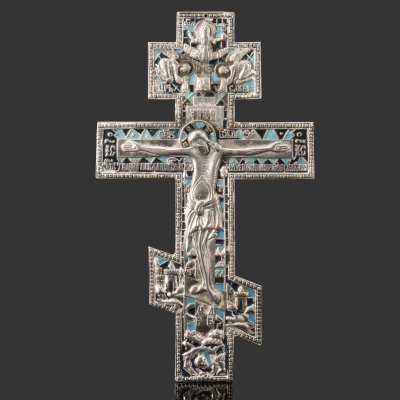 купить Крест напрестольный "Распятие Христово", металл, литьё, эмали, Россия, 1980-2000 гг.