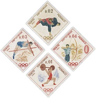 купить Монако набор из 4 марок 1964 "Олимпиада"