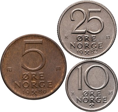 купить Норвегия набор монет для обращения 1973-1991 (3 штуки)