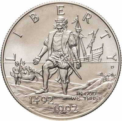 купить США 50 центов (1/2 доллара, half dollar) 1992 "500 лет открытия Америки Христофором Колумбом" Знак монетного двора "D" - Денвер