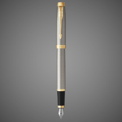 купить Перьевая ручка Parker IM Metal Brushed Metal GT, перо: F, цвет чернил: blue, в подарочной упаковке., Драгметаллы: позолота, сталь, 2026 г.