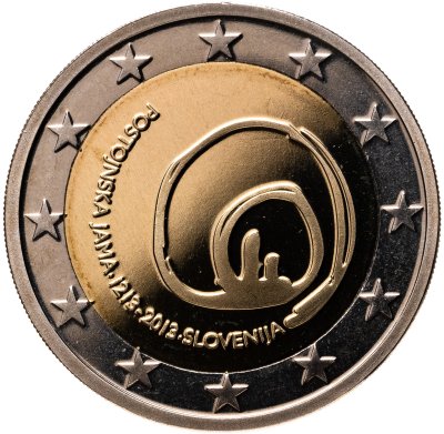 купить Словения 2 евро 2013 "800 лет с первого посещения пещеры Постойнска-Яма" proof в капсуле