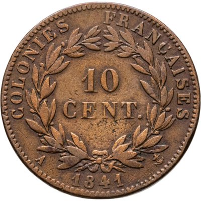 купить Французские колонии 10 сантимов 1841 года