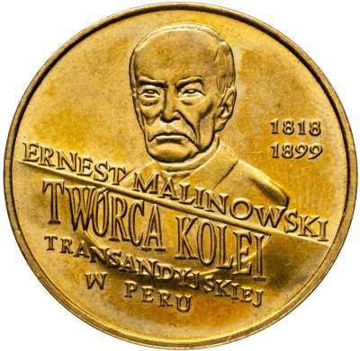 купить Польша 2 злотых 1999 «Польские путешественники - Эрнест Малиновский (1818-1899)»