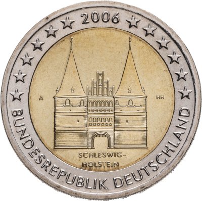 купить Германия 2 евро (euro) 2006 Федеральные земли Германии: Шлезвиг-Гольштейн - Голштинские ворота в Любеке, знак монетного двора "А" - Берлин