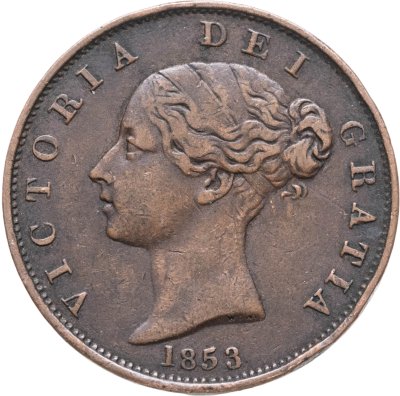 купить Великобритания 1/2 пенни (penny) 1853