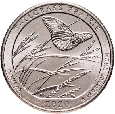 купить США 1/4 доллара (25 центов, квотер) 2020 P — "Национальный заказник Таллграсс Прейри" (55-й парк)