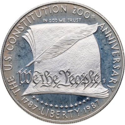 купить США 1 доллар (dollar) 1987 S Constitution (200 лет Конституции США) знак монетного двора "S" - Сан-Франциско