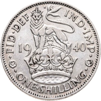 купить Великобритания 1 шиллинг (shilling) 1940 Английский шиллинг - лев, стоящий на короне