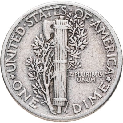 купить США 10 центов (дайм, one dime) 1943 Mercury Dime (дайм «Меркурий»), без обозначения монетного двора