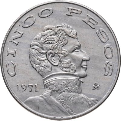 купить Мексика 5 песо (pesos) 1971