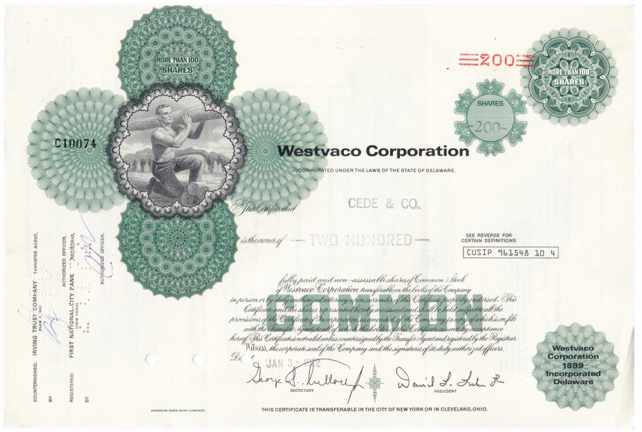 купить Акция США Westvaco Corporation 1971-1974 гг.