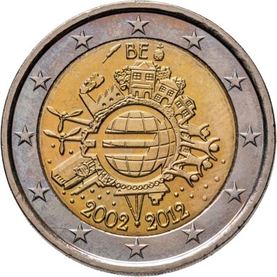 купить Бельгия 2 евро (euro) 2012 "10 лет наличному обращению евро"