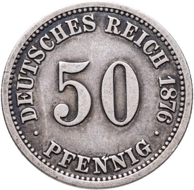 купить Германия 50 пфеннигов (pfennig) 1876, знак монетного двора: "A" - Берлин