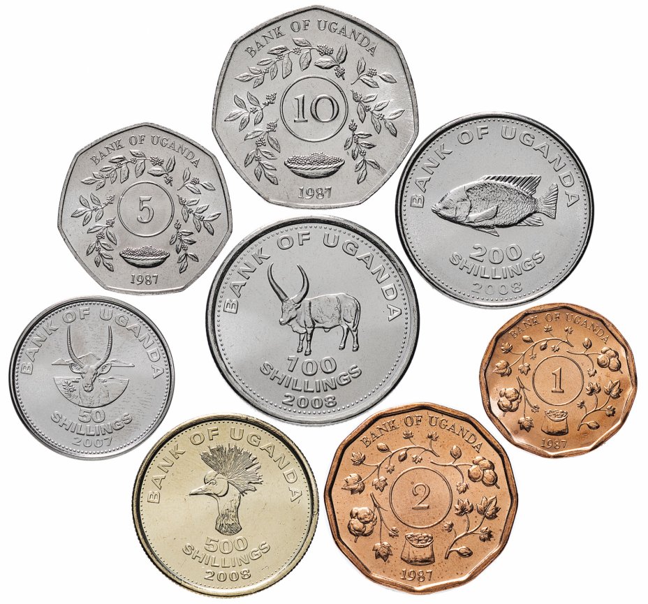 купить Уганда - набор монет (8 шт) 1987-2010 год