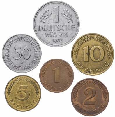 Купить Германия (ФРГ) набор разменных монет от 1 пфеннига до 1 марки
