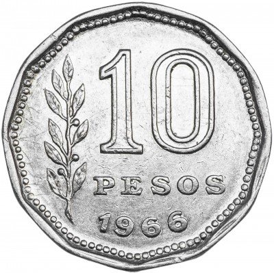 купить Аргентина 10 песо 1966
