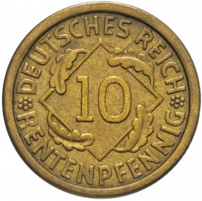Купить Германия 10 рейхспфеннигов (reichspfennig) 1924 A знак монетного двора "A" — Берлин