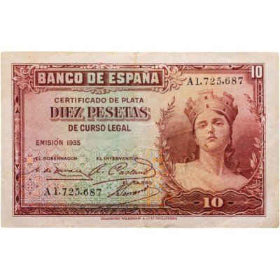 купить Испания 10 песет 1935 (Pick 86a)