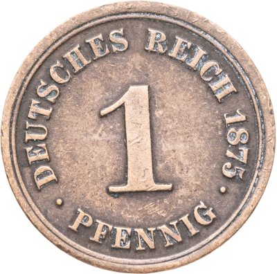 купить Германская империя 1 пфенниг (pfennig) 1875 знак монетного двора: "D" - Мюнхен