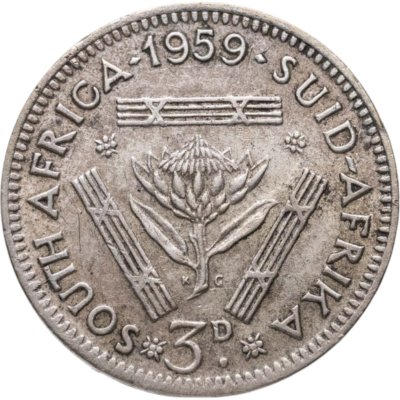 купить ЮАР 3 пенса (pence) 1959 С инициалами "KG" на реверсе