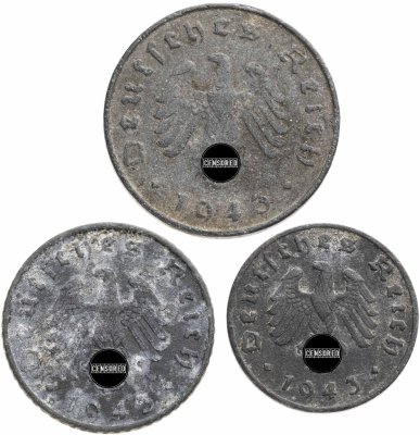 купить Германия набор 1,5,10 рейхспфеннигов 1943, дворы D и G (редкость)