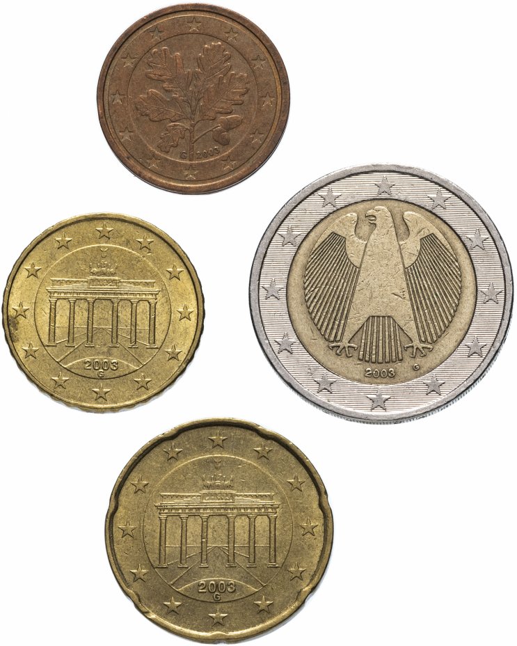 купить Германия двор G, полный годовой набор евро для обращения 2003 (4 штуки, VF-XF)