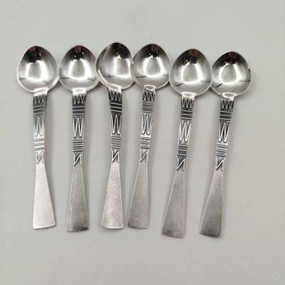 купить Набор из шести кофейных ложек с геометрическим декором, мНЦ (медь-никель-цинк), золочение, Таллинский ювелирный завод, СССР, 1960-1990 гг.