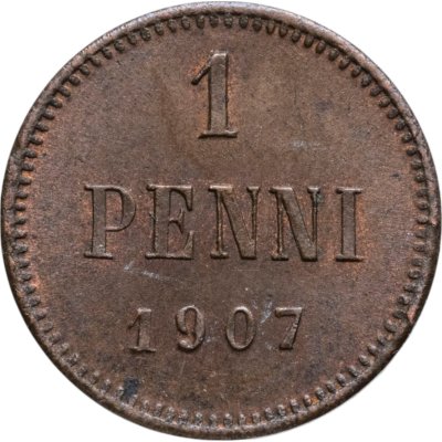 купить 1 пенни (penny) 1907, монета для Финляндии