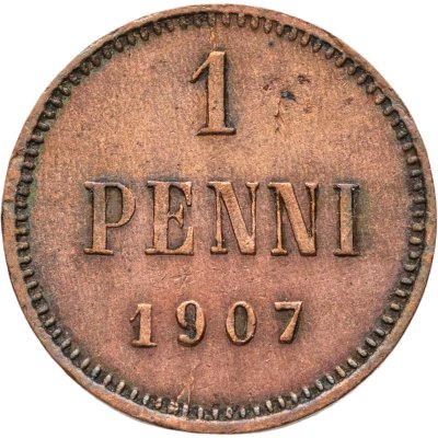 купить 1 пенни (penny) 1907, монета для Финляндии