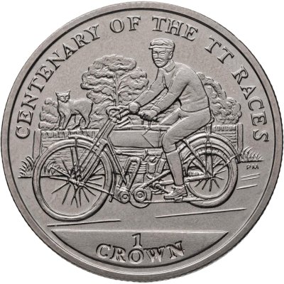 купить Остров Мэн 1 крона (crown) 2007 "100 лет Мотогонкам "Tourist Trophy" - старинный мотоцикл"