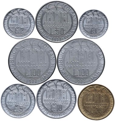 купить Сан-Марино годовой набор из 8 монет 1977